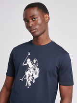 Mens Double Horsemen Graphic T-Shirt Dark Sapphire Navy