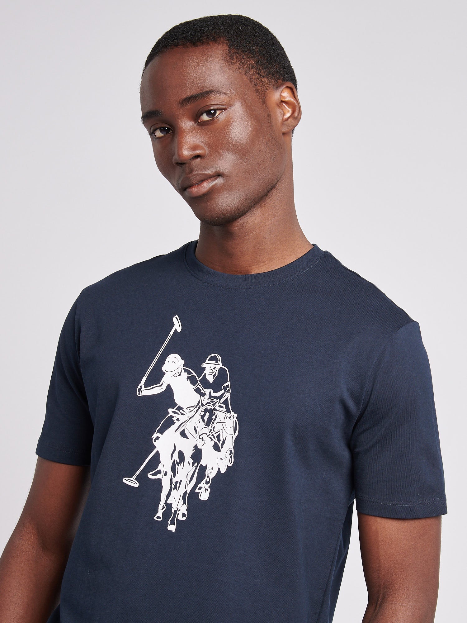 Mens Double Horsemen Graphic T-Shirt Dark Sapphire Navy