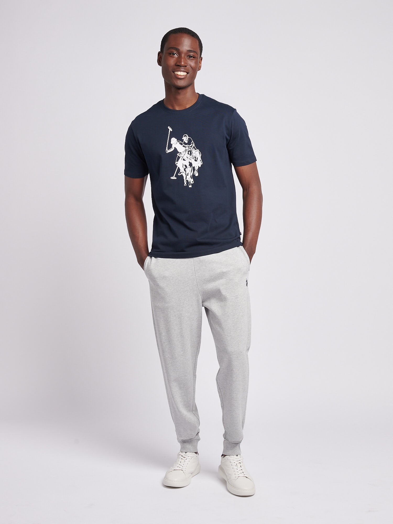 Mens Double Horsemen Graphic T-Shirt Dark Sapphire Navy