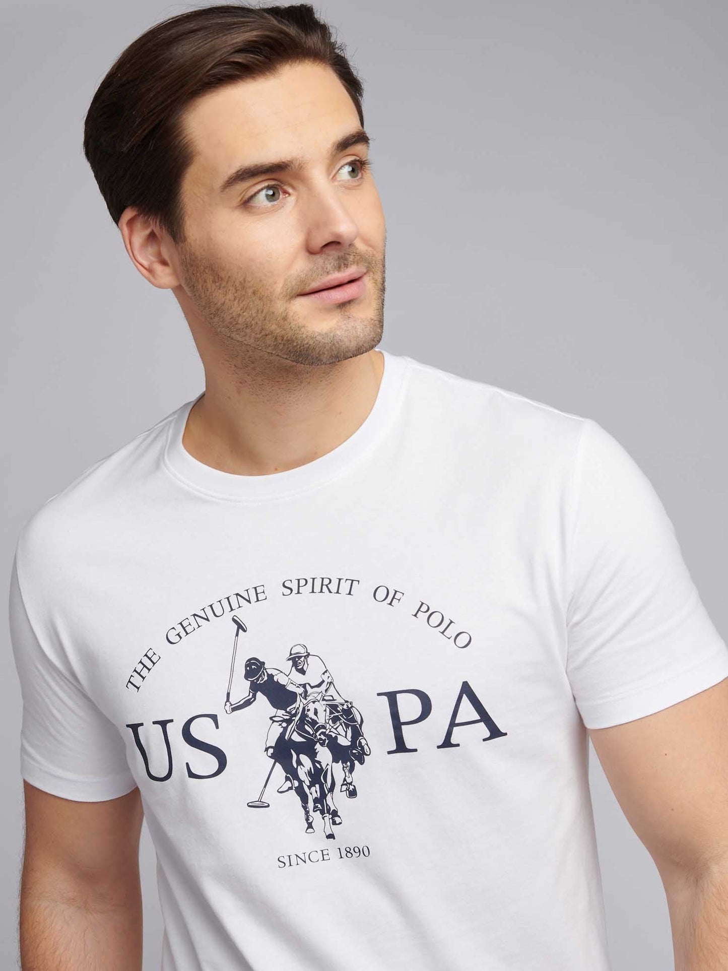 Mens USPA Print Graphic T-Shirt Bright White