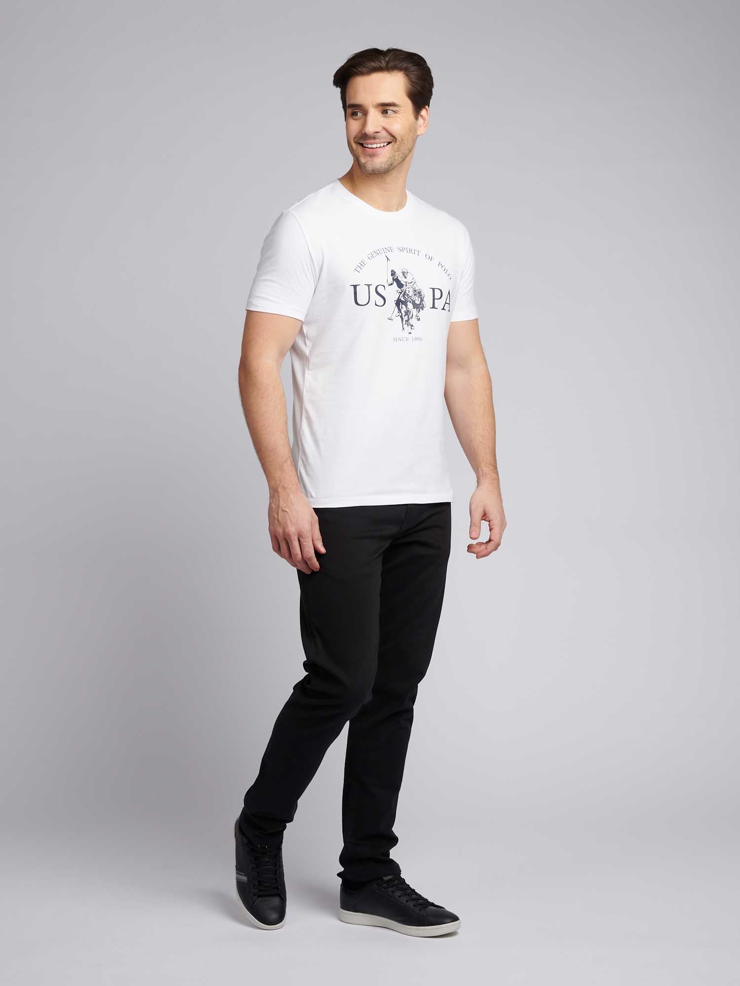 Mens USPA Print Graphic T-Shirt Bright White