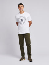 Mens Circle Print T-Shirt in Bright White