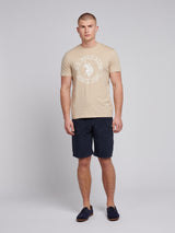 Mens Circle Print T-Shirt in Doeskin