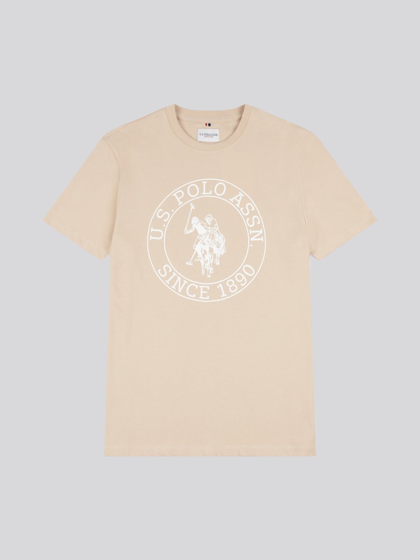 Mens Circle Print T-Shirt in Doeskin