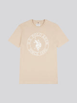 Mens Circle Print T-Shirt in Doeskin