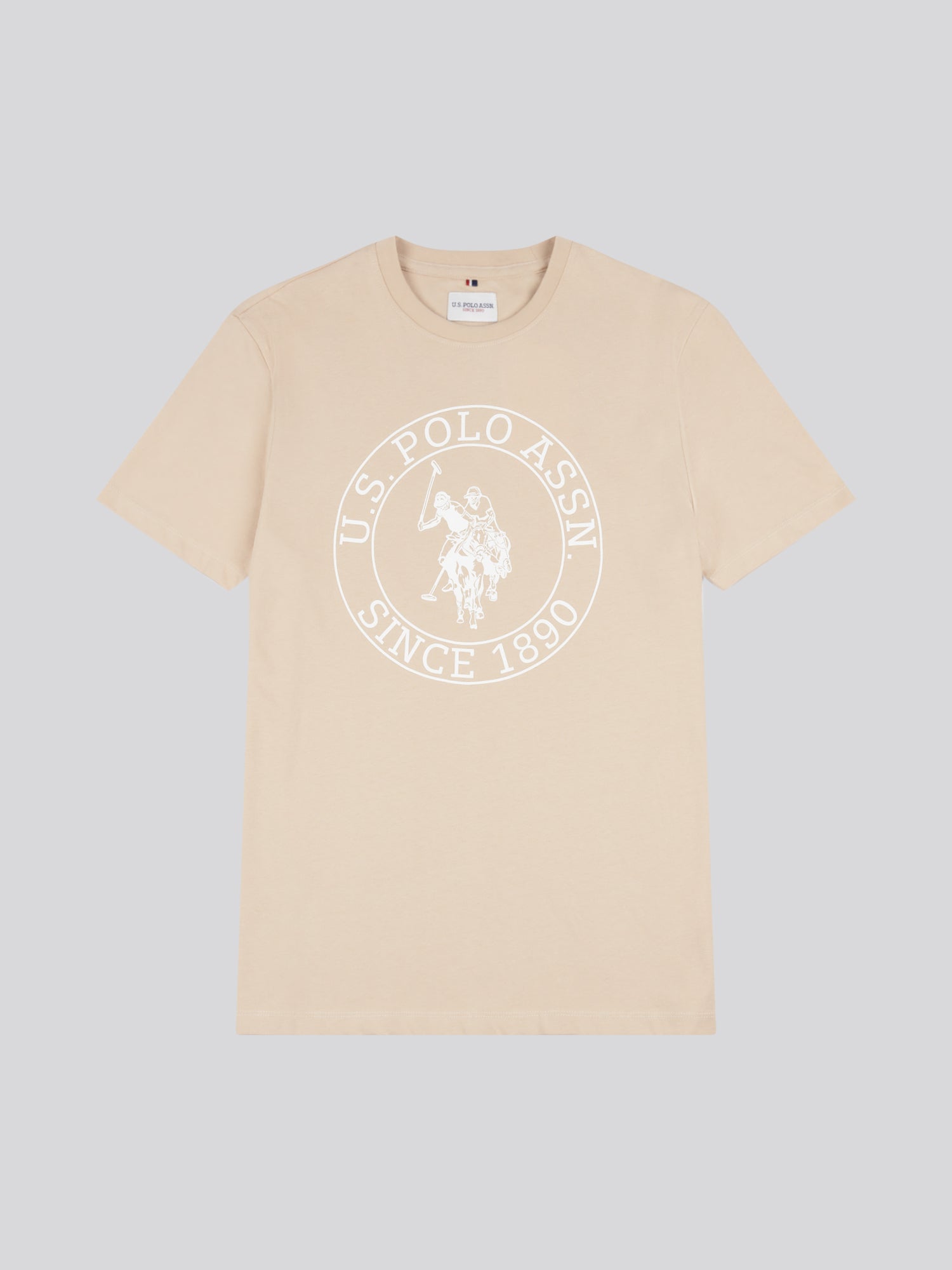 Mens Circle Print T-Shirt in Doeskin