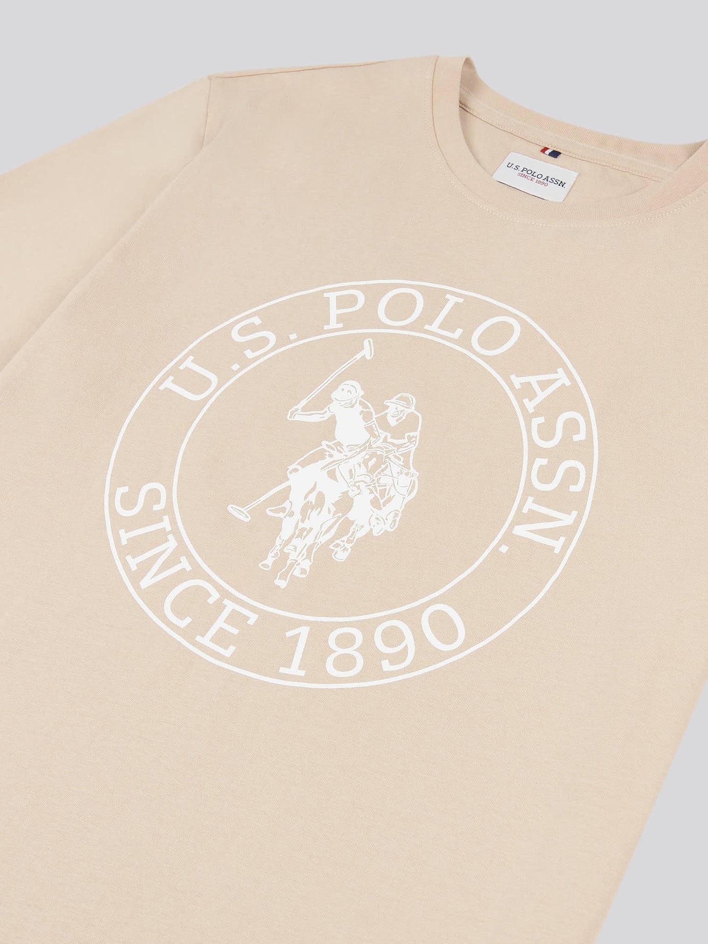 Mens Circle Print T-Shirt in Doeskin