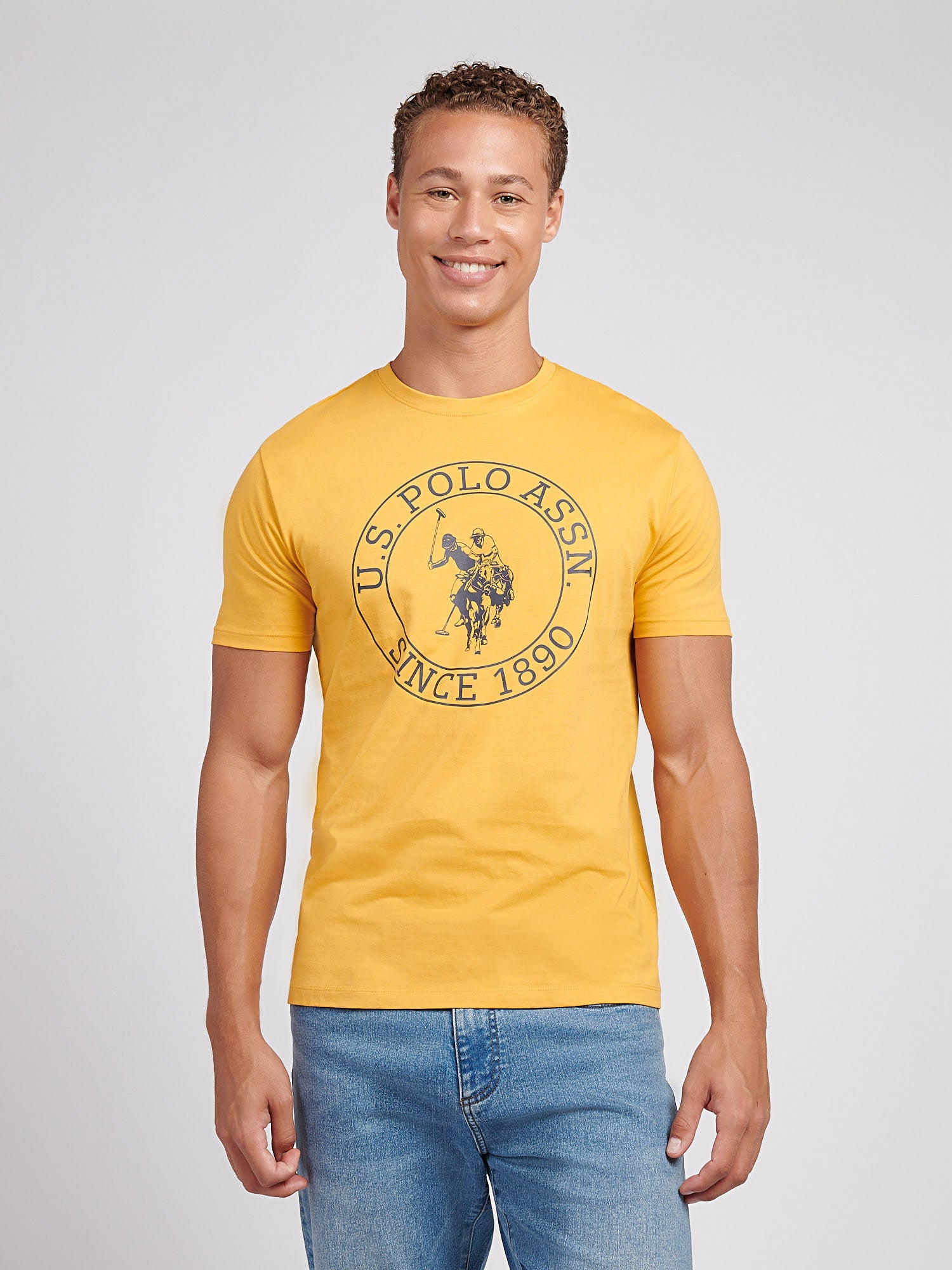 Mens Circle Print T-Shirt in Golden Apricot