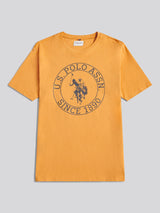 Mens Circle Print T-Shirt in Golden Apricot