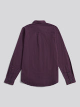 Mens Herringbone Weave Peached Gingham Shirt in Grape Wine