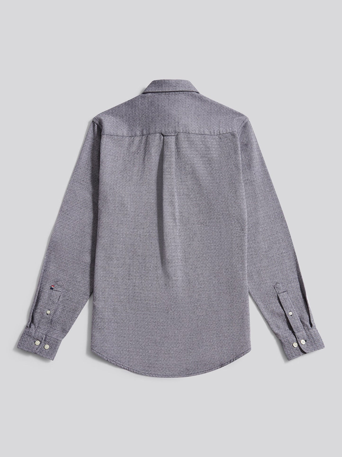 Mens Herringbone Crosshatch Textured Shirt in Dark Sapphire Navy