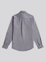 Mens Herringbone Crosshatch Textured Shirt in Dark Sapphire Navy