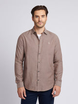 Mens Brushed Dobby Shirt in Chocolate Martini