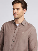 Mens Brushed Dobby Shirt in Chocolate Martini