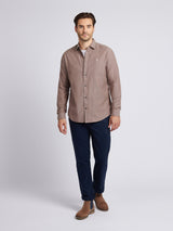 Mens Brushed Dobby Shirt in Chocolate Martini