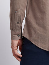 Mens Brushed Dobby Shirt in Chocolate Martini