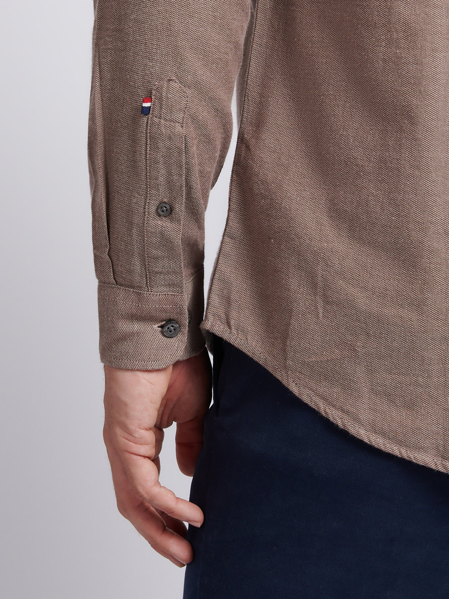 Mens Brushed Dobby Shirt in Chocolate Martini