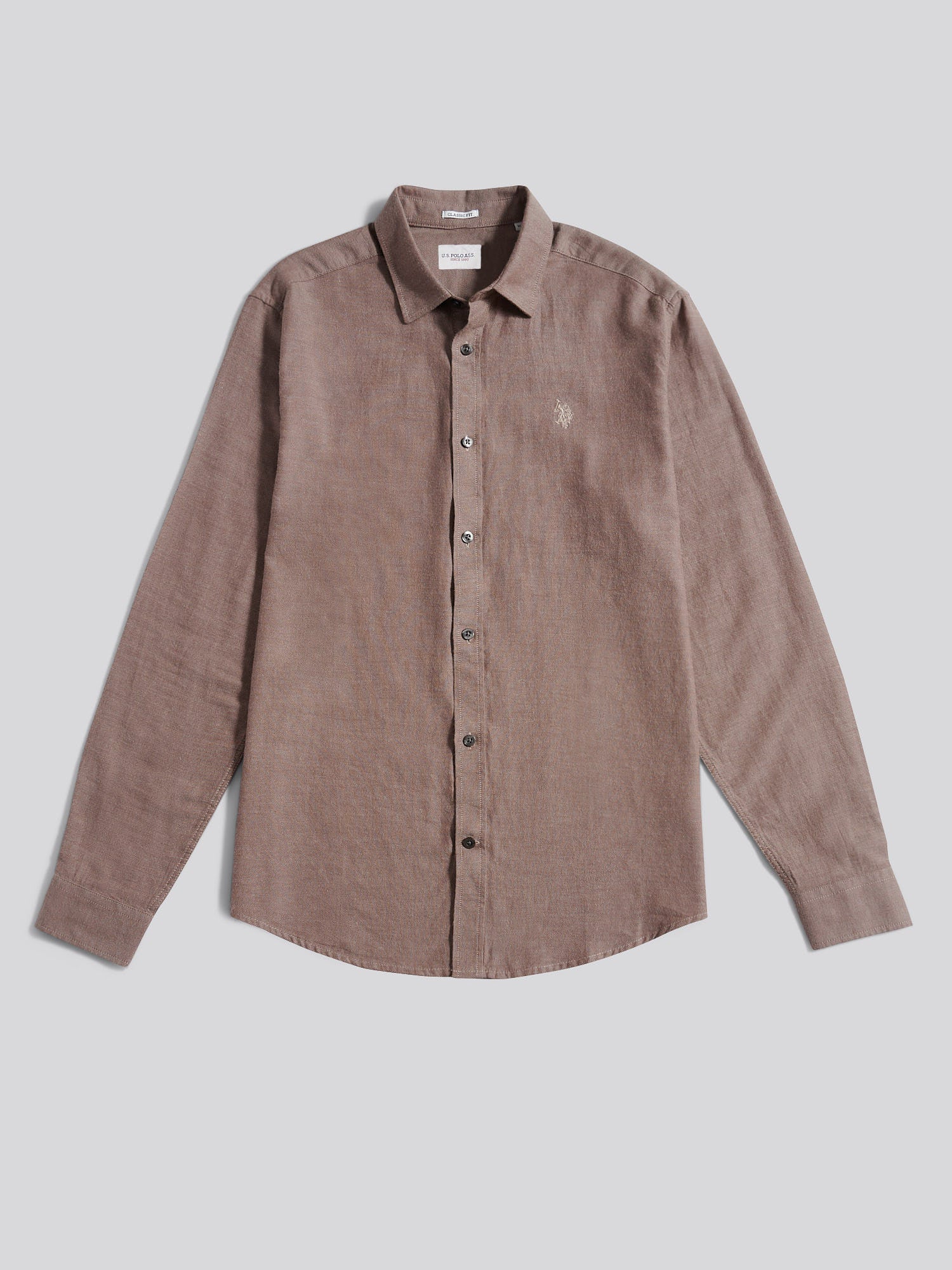 Mens Brushed Dobby Shirt in Chocolate Martini