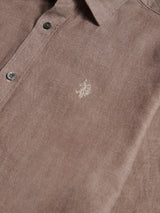 Mens Brushed Dobby Shirt in Chocolate Martini