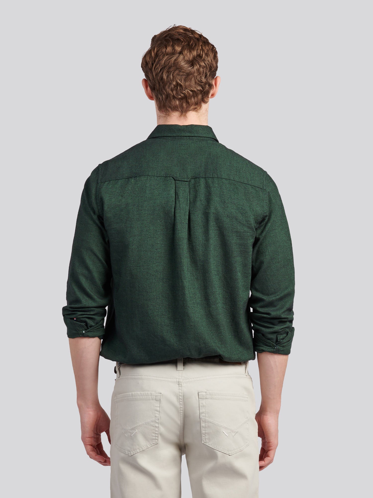 Mens Brushed Dobby Shirt in Pineneedle