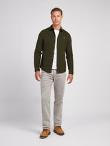 Mens Textured Corduroy Shirt in Forest Night