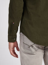 Mens Textured Corduroy Shirt in Forest Night