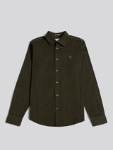 Mens Textured Corduroy Shirt in Forest Night