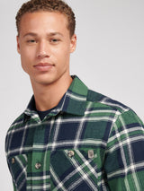 Mens Enlarged Check Overshirt in Pineneedle