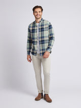Mens Checked Buttondown Shirt in Vintage Indigo