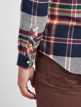 Mens Dual Pocket Checked Shirt in Dark Sapphire Navy