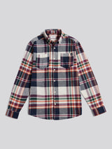Mens Dual Pocket Checked Shirt in Dark Sapphire Navy