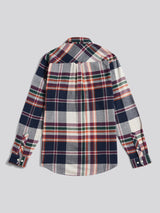Mens Dual Pocket Checked Shirt in Dark Sapphire Navy