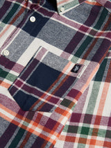 Mens Dual Pocket Checked Shirt in Dark Sapphire Navy
