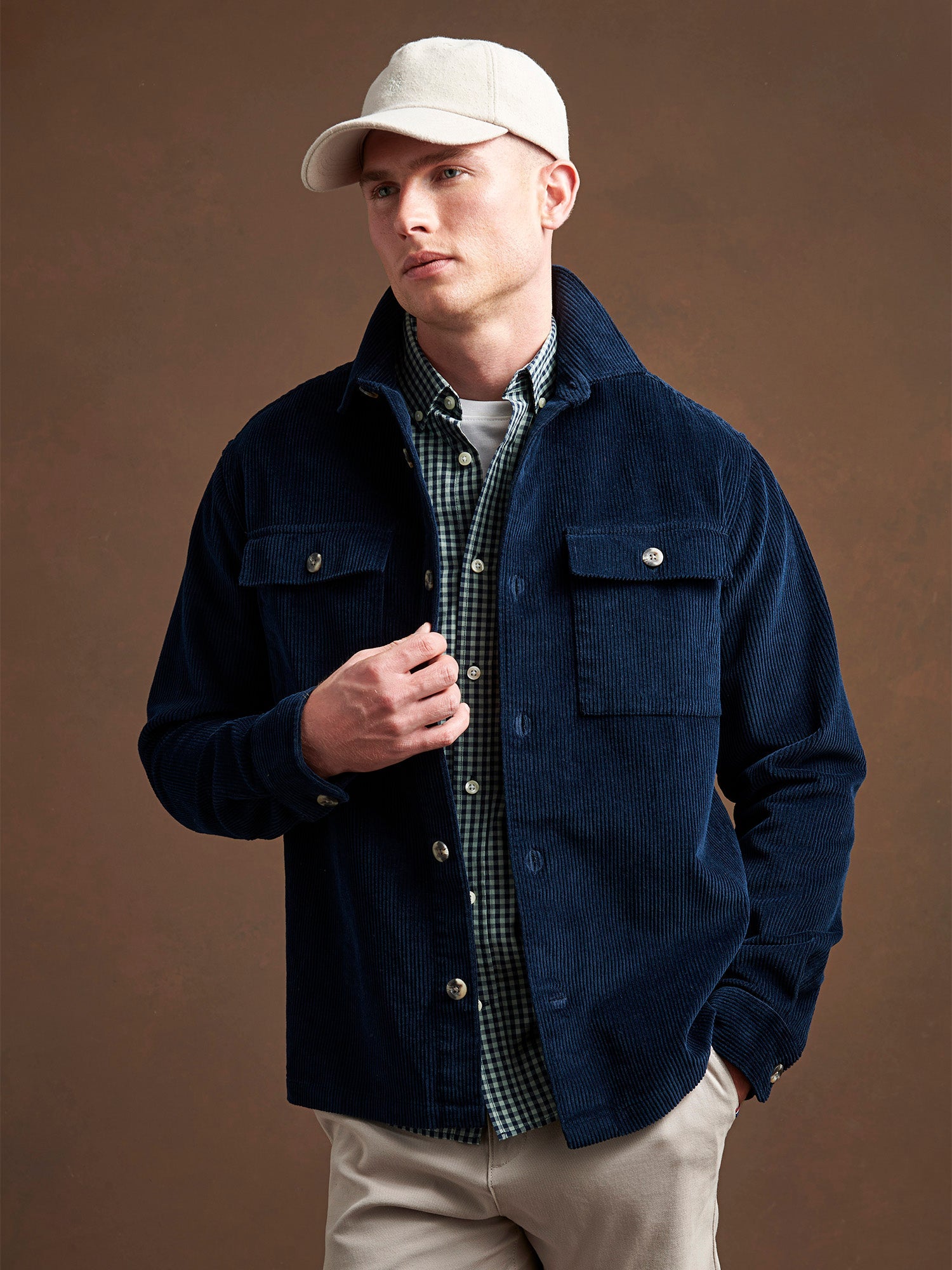 U.S. Polo Assn. Mens Textured Cord Overshirt Dark Sapphire Navy