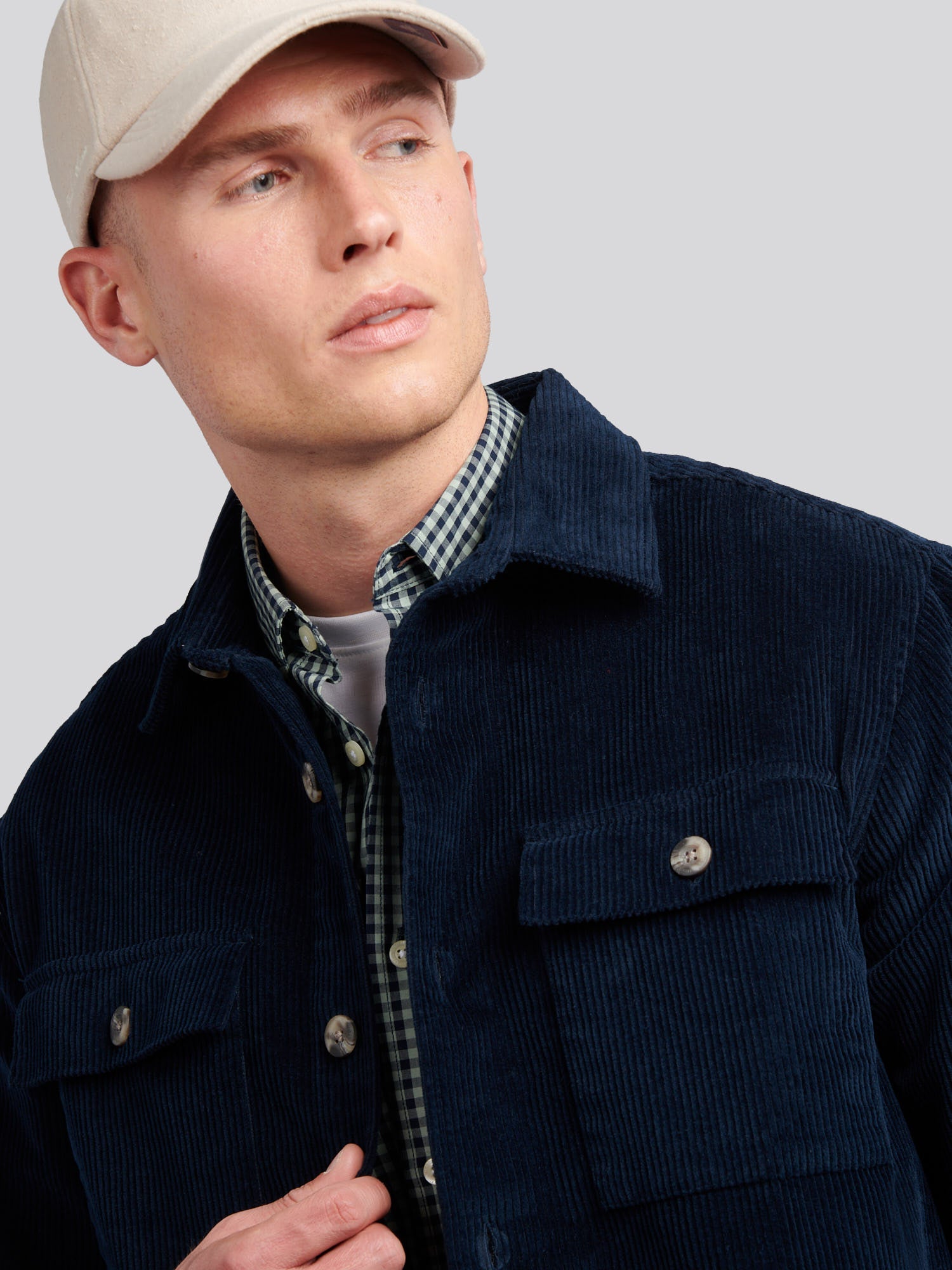 U.S. Polo Assn. Mens Textured Cord Overshirt Dark Sapphire Navy