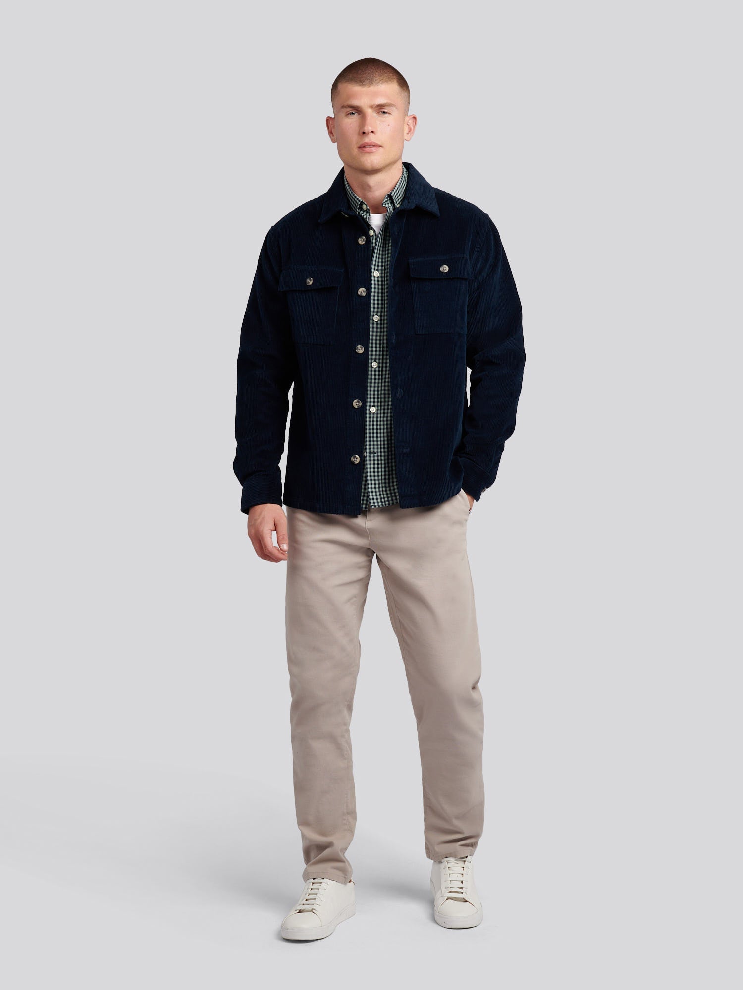 U.S. Polo Assn. Mens Textured Cord Overshirt Dark Sapphire Navy