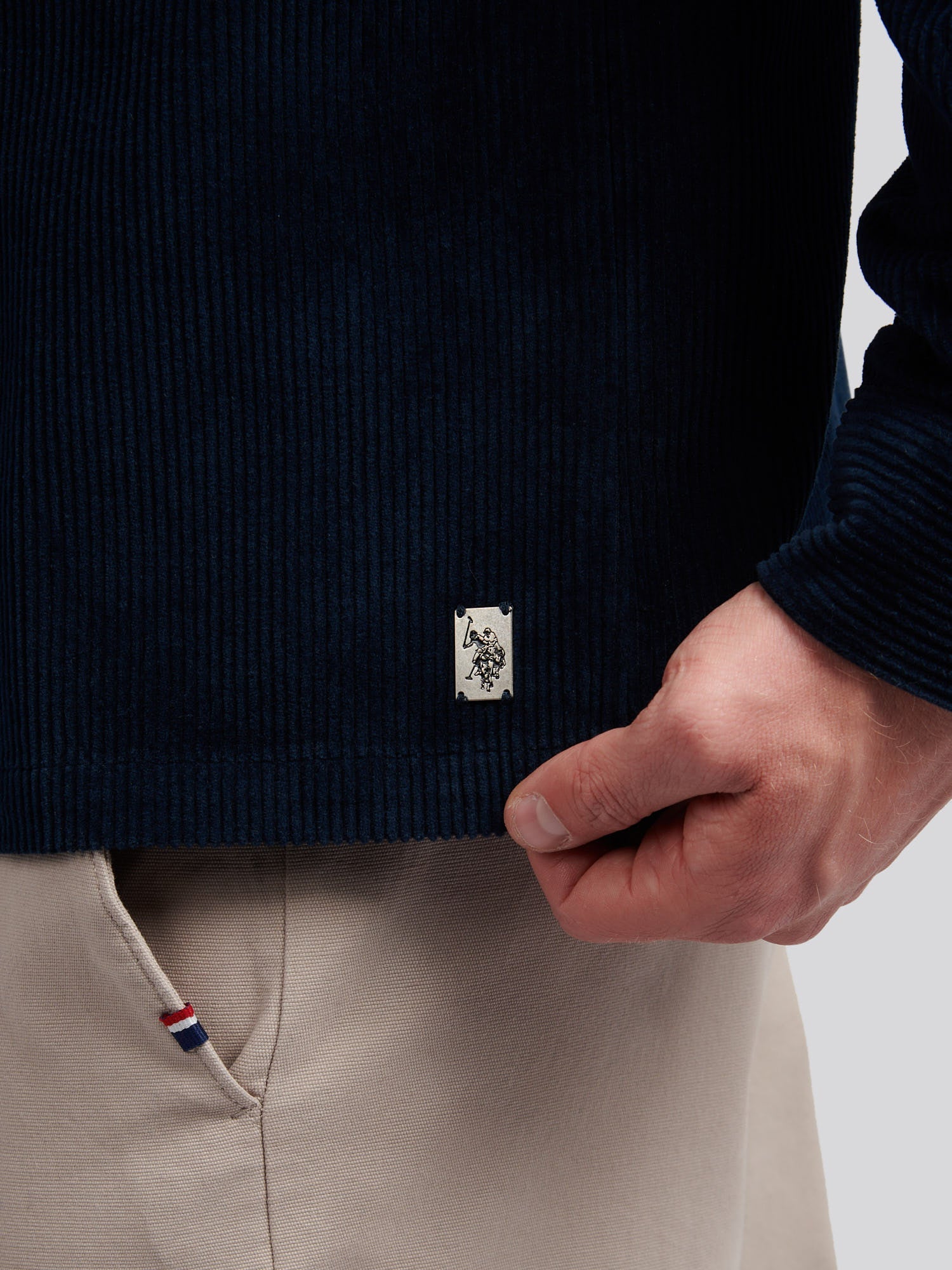 U.S. Polo Assn. Mens Textured Cord Overshirt Dark Sapphire Navy