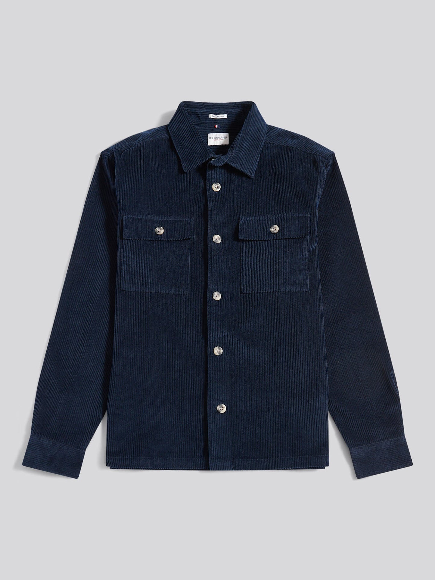 U.S. Polo Assn. Mens Textured Cord Overshirt Dark Sapphire Navy