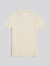 Mens Herringbone Texture Knit Polo Shirt Whisper White
