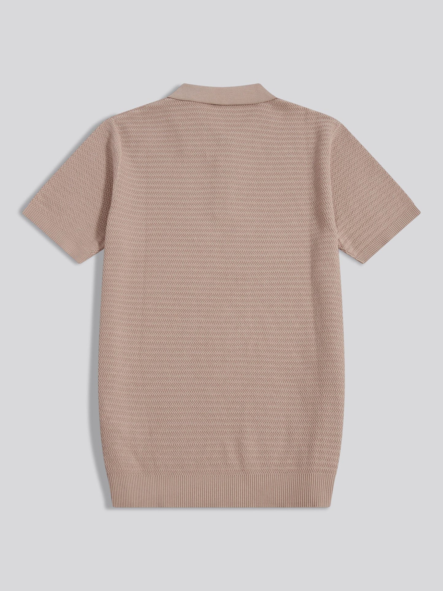 Mens Herringbone Texture Knit Polo Shirt Atmosphere