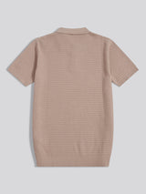 Mens Herringbone Texture Knit Polo Shirt Atmosphere
