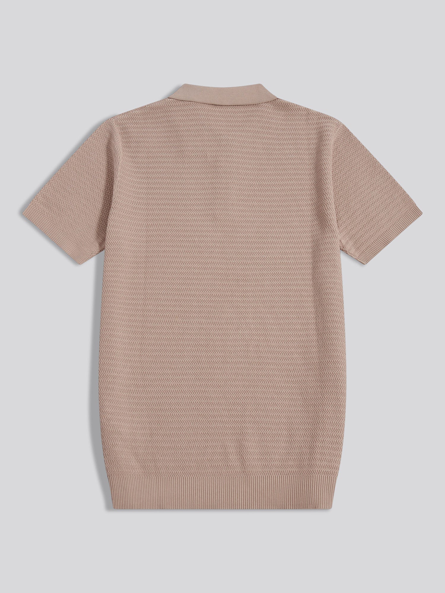 Mens Herringbone Texture Knit Polo Shirt Atmosphere