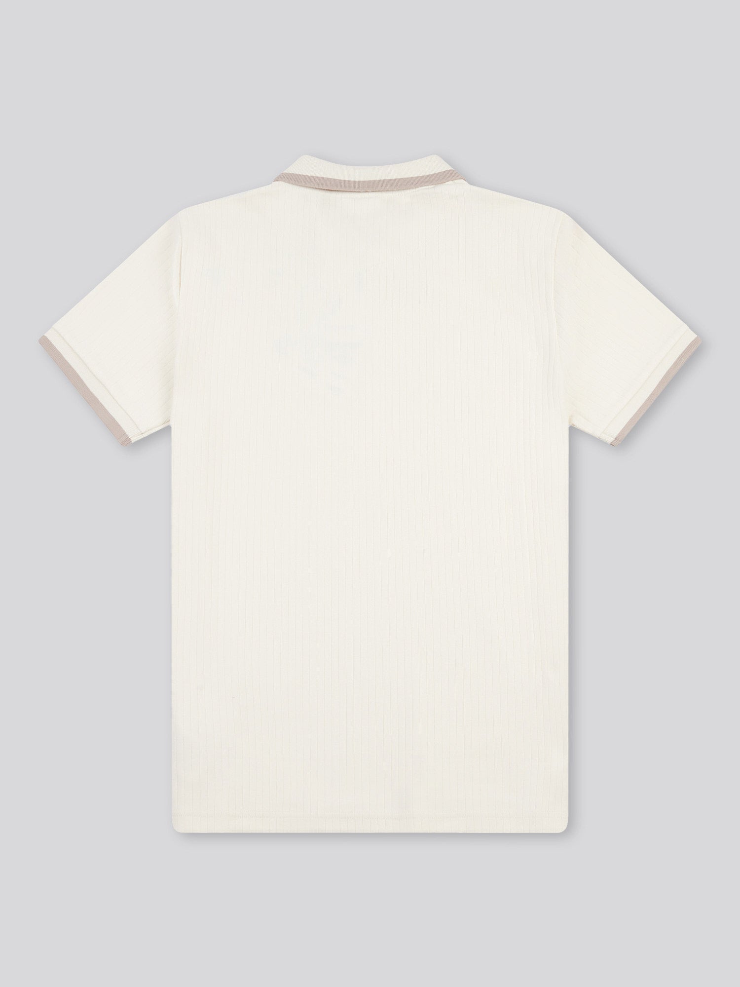 Mens Rib Texture Polo Shirt in Whisper White