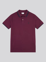 Mens Rib Texture Polo Shirt in Grape Wine