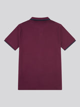 Mens Rib Texture Polo Shirt in Grape Wine
