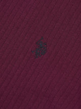 Mens Rib Texture Polo Shirt in Grape Wine