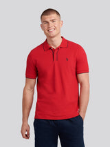 Mens Piped Polo Shirt in Haute Red