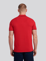 Mens Piped Polo Shirt in Haute Red