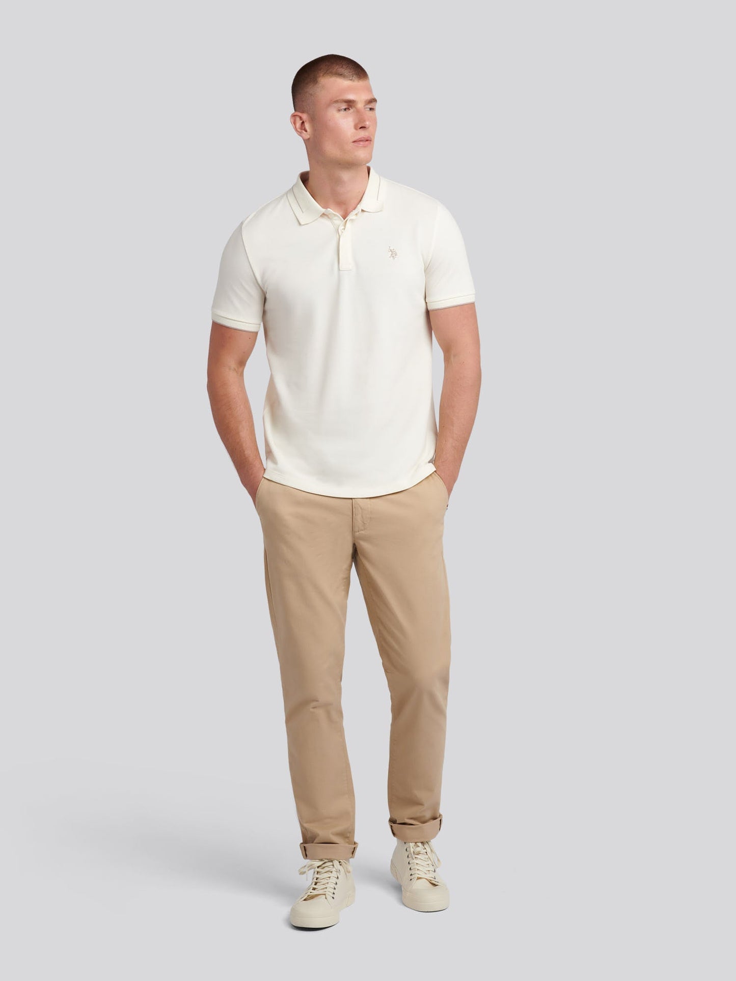 Mens Smart Pique Polo Shirt in Whisper White