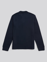 Mens Flat Pile Long Sleeve Polo Shirt in Dark Sapphire Navy / Moonlight Blue DHM